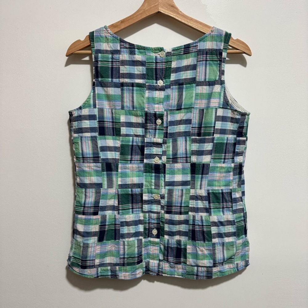 Talbots Cotton Patchwork Plaid Button Back Sleeve… - image 7